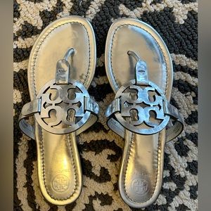 Tory Burch Silver Metallic Miller Sandal